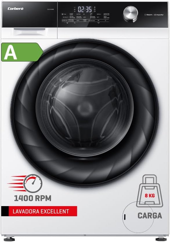 Corbero washing machine, 8kg, 1400rpm, A, White CLH8404MK