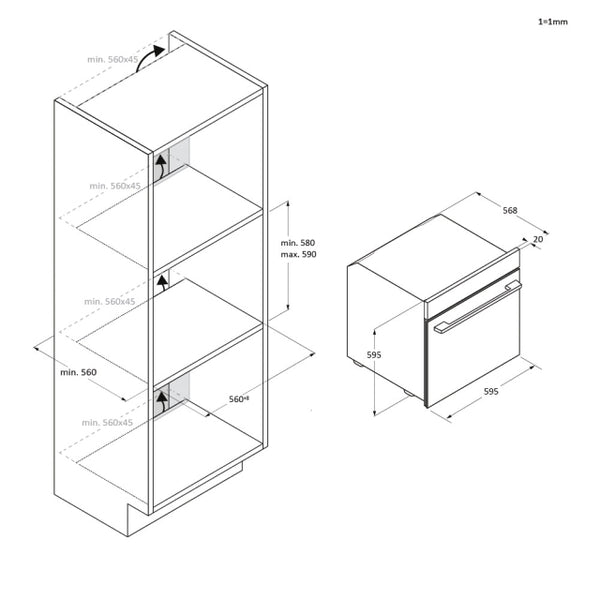 Candy oven, 78L, A+, Pyrolytic, black CA6N3B3YTB