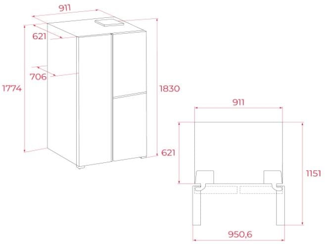 Teka American Refrigerator with Wine Cooler RLF85950