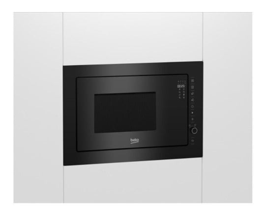 Beko integrated microwave, Black glass, 25 L, 900 W, Grill BMGB25333BG