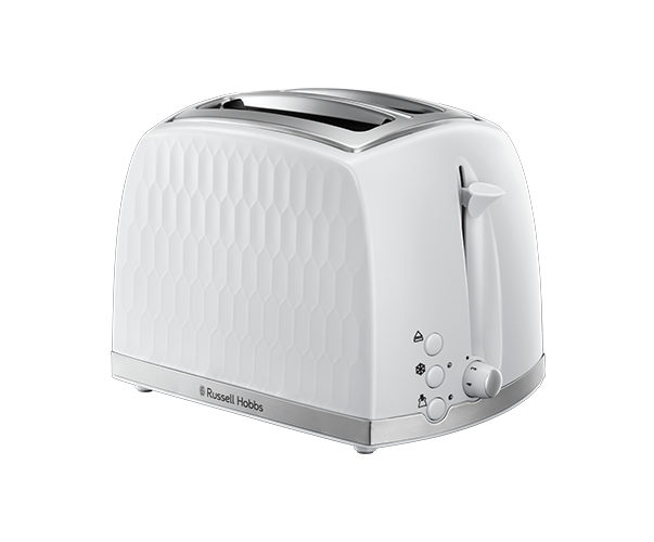 Russell Hobbs Honeycomb 2 Slice White Plastic Toaster 26060