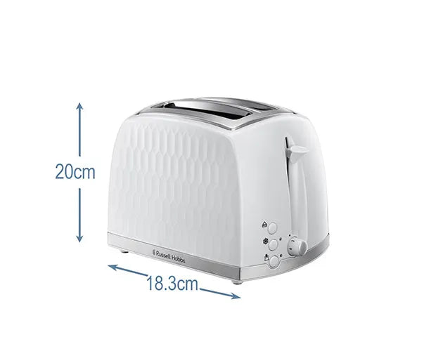 Russell Hobbs Honeycomb 2 Slice White Plastic Toaster 26060