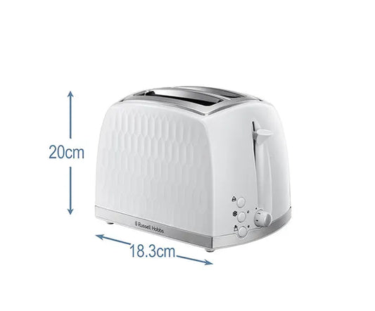 Russell Hobbs Honeycomb 2 Slice White Plastic Toaster 26060
