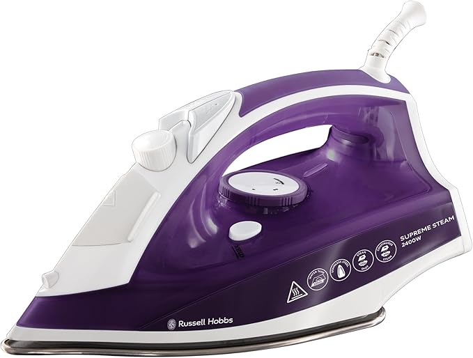 Russell Hobbs Supreme Steam Iron, Powerful vertical steam function, Non-stick stainless steel soleplate, Easy fill 300ml Water Tank 2465056