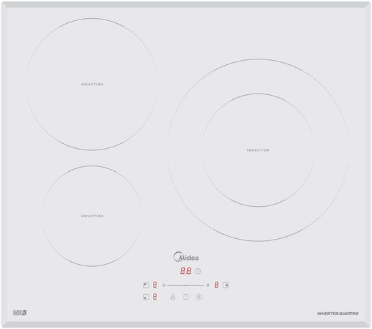 Midea Induction Hob, 3 Zones, 60cm, White MIH740T278W1