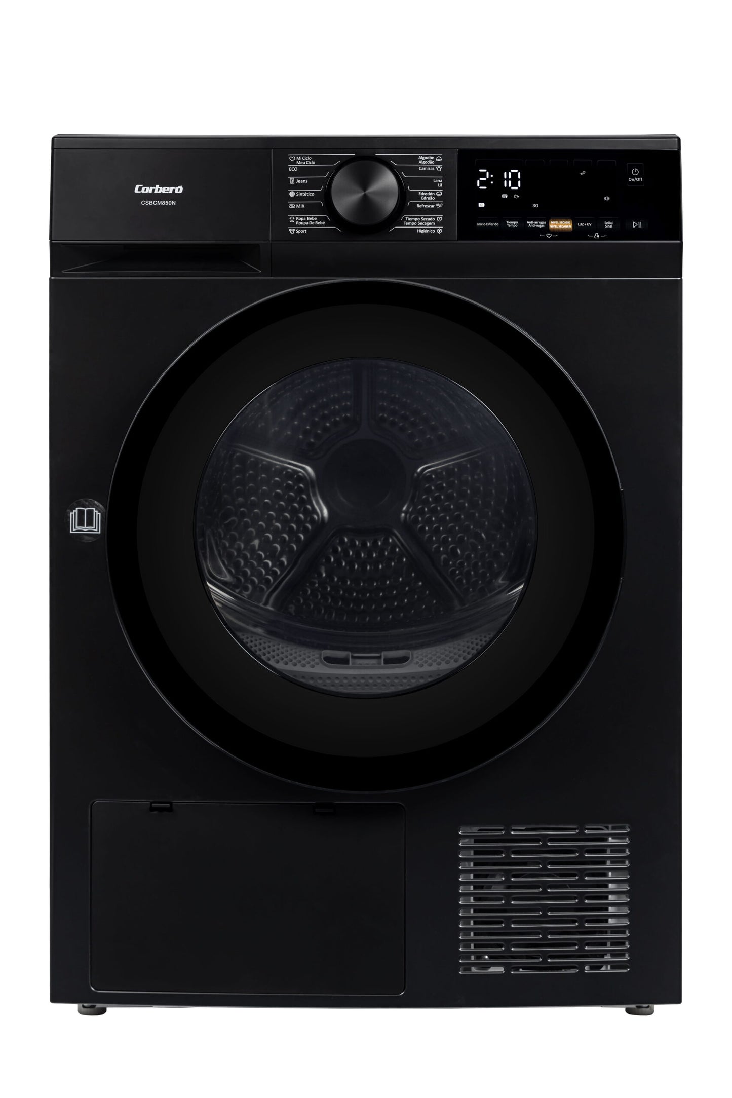 Corbero CSBCM850N Dryer, 8kg, Heat Pump, Black
