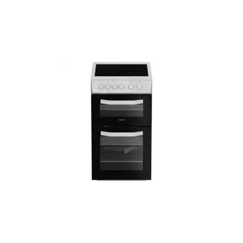 Hotpoint 50cm Twin Cavity Electric Cooker - White HTE5VCW